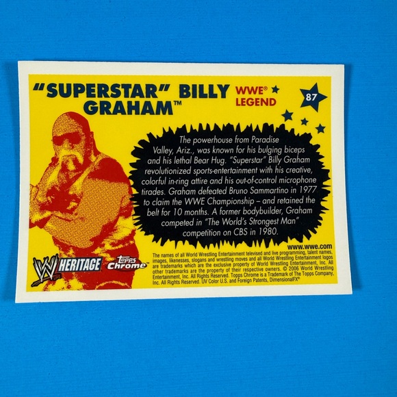 2006 TOPPS HERITAGE CHROME WWE WRESTLING LEGENDS "SUPERSTAR" BILLY GRAHAM #87 - Picture 2 of 2
